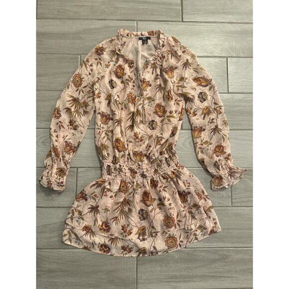 Paige Floral Paisley Tiered Mini Dress sz S: V Neck Ruffle, Smocked Waist, Flowy - Picture 2 of 9